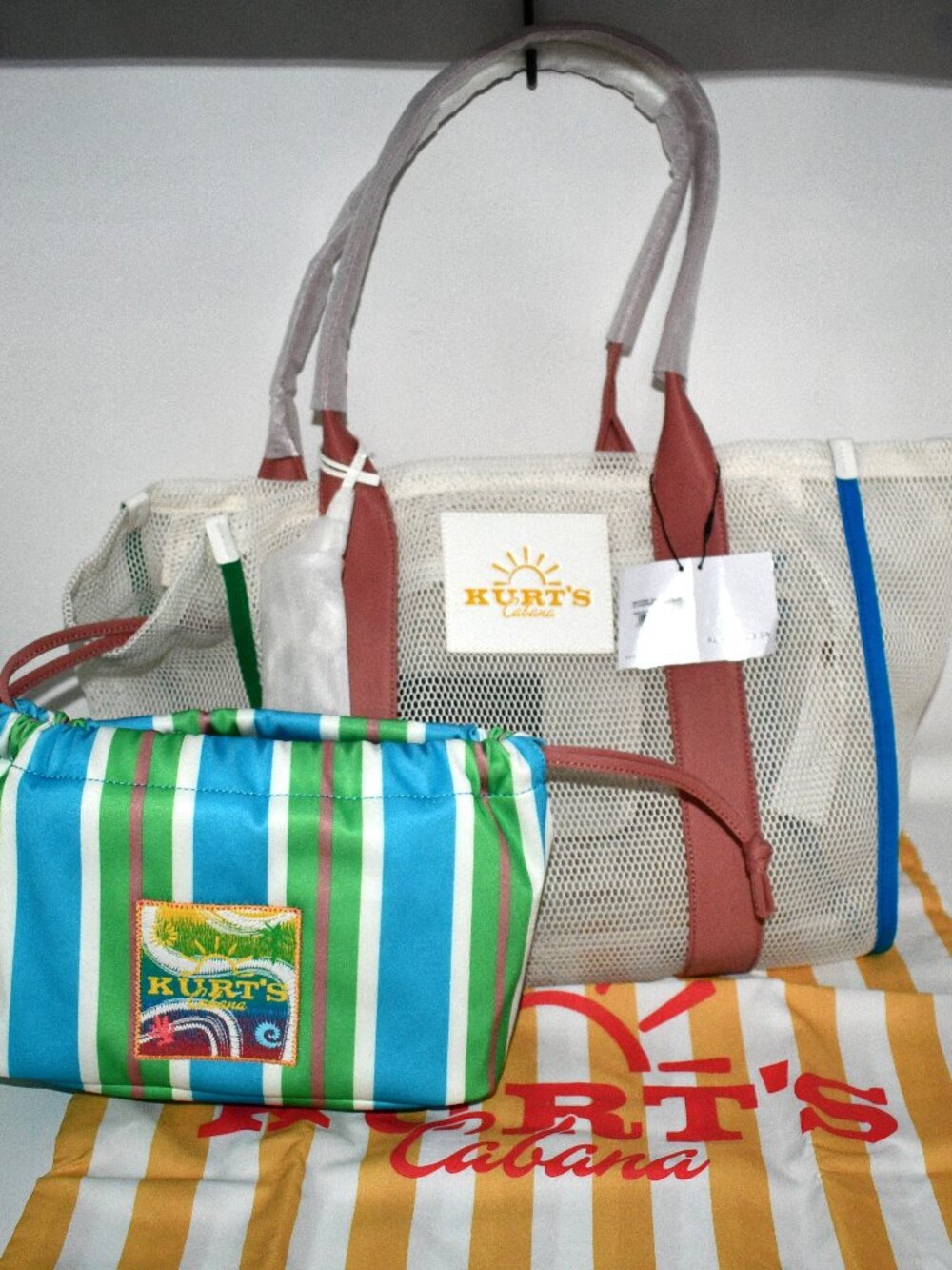 Kurt Geiger Kurt's Cabana LARGE Mesh Shopper Tote Bag in White #5827315069 NWT